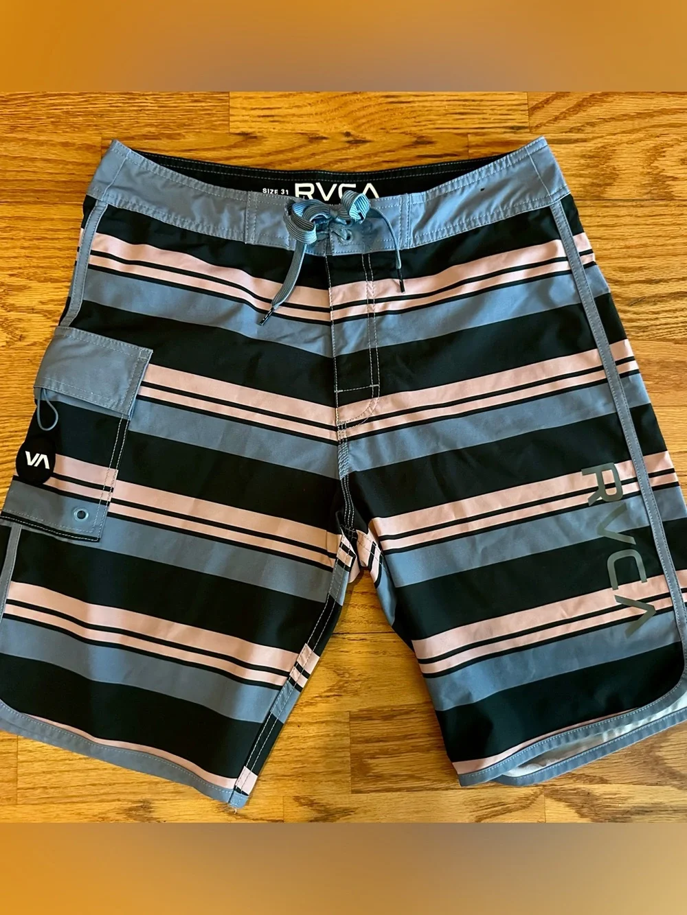 RVCA Men's Blue & Pink Striped Boardshorts